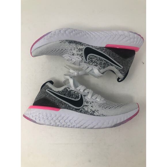 Nike Epic React Flyknit 2 White Black Pink Running Shoes BQ8927 103 Womens 5.5 - Picture 7 of 10